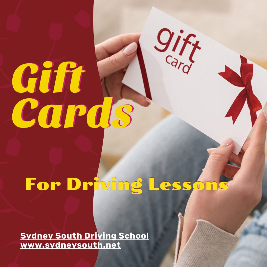 Hands holding a Sydney South Driving School gift card for driving lessons